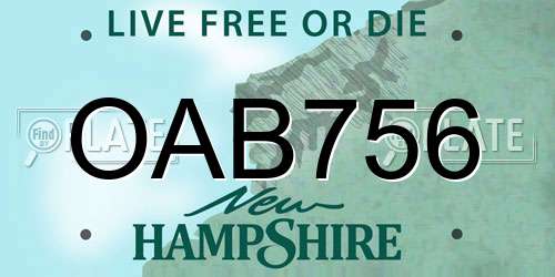 OAB756 New Hampshire License Plate
