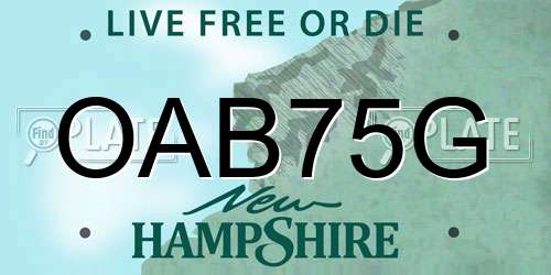 OAB75G New Hampshire License Plate