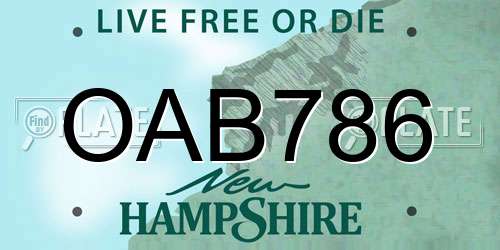 OAB786 New Hampshire License Plate