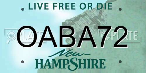 OABA72 New Hampshire License Plate