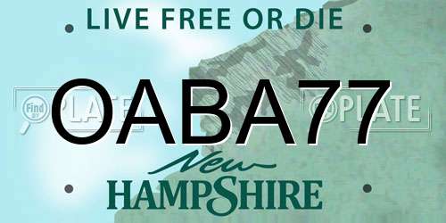 OABA77 New Hampshire License Plate