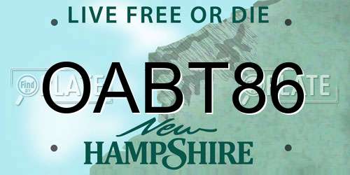 OABT86 New Hampshire License Plate