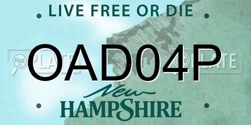 OAD04P New Hampshire License Plate