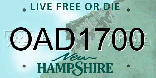 OAD1700 New Hampshire License Plate