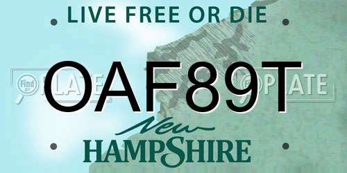 OAF89T New Hampshire License Plate