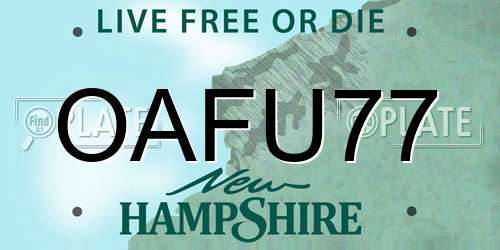 OAFU77 New Hampshire License Plate