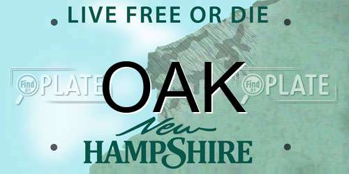 OAK New Hampshire License Plate