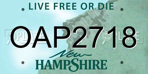 OAP2718 New Hampshire License Plate