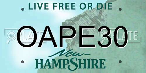OAPE30 New Hampshire License Plate