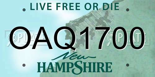 OAQ1700 New Hampshire License Plate