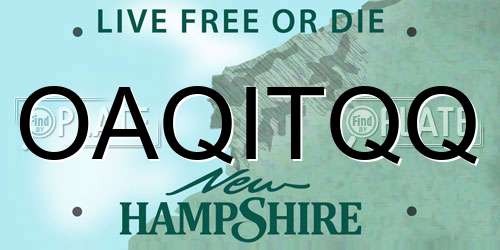 OAQITQQ New Hampshire License Plate