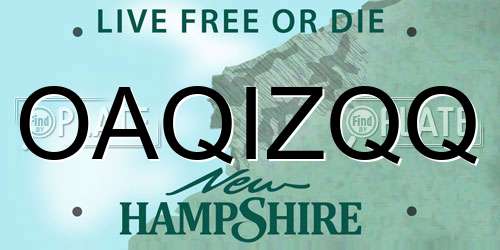 OAQIZQQ New Hampshire License Plate