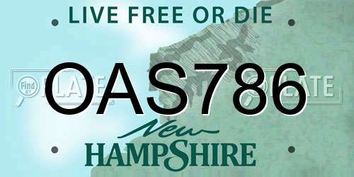 OAS786 New Hampshire License Plate