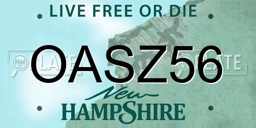 OASZ56 New Hampshire License Plate