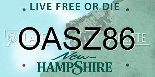 OASZ86 New Hampshire License Plate