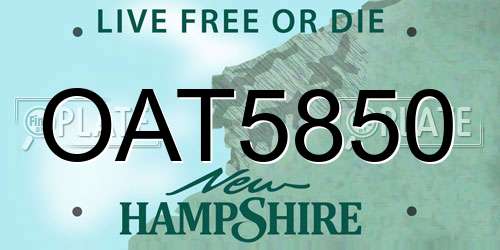 OAT5850 New Hampshire License Plate