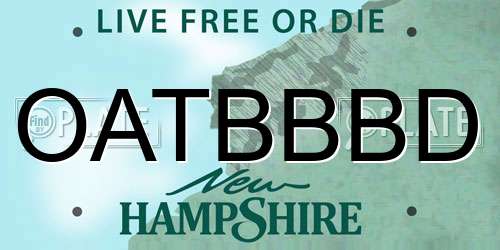 OATBBBD New Hampshire License Plate