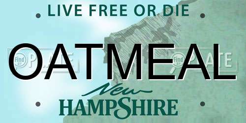 OATMEAL New Hampshire License Plate