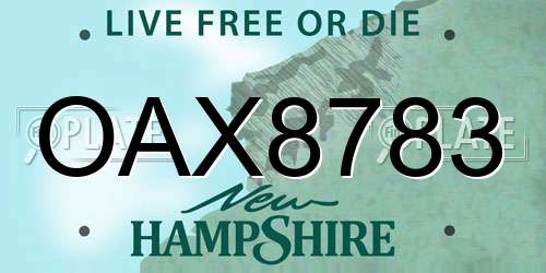 OAX8783 New Hampshire License Plate