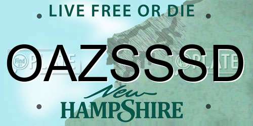 OAZSSSD New Hampshire License Plate