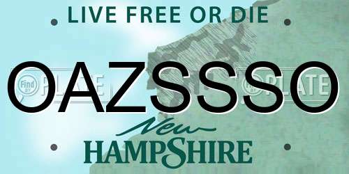 OAZSSSO New Hampshire License Plate
