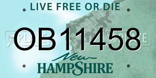 OB11458 New Hampshire License Plate