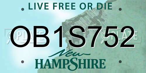 OB1S752 New Hampshire License Plate