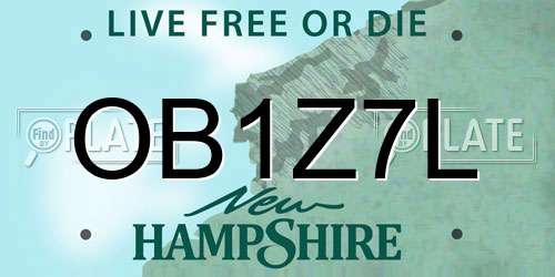 OB1Z7L New Hampshire License Plate