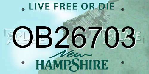 OB26703 New Hampshire License Plate