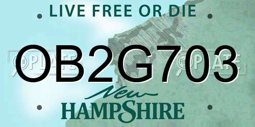 OB2G703 New Hampshire License Plate