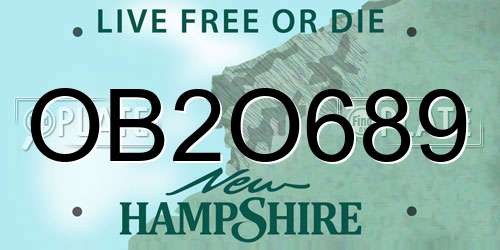 OB2O689 New Hampshire License Plate
