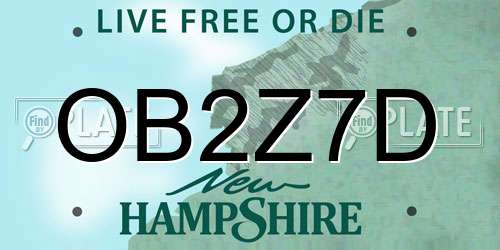 OB2Z7D New Hampshire License Plate