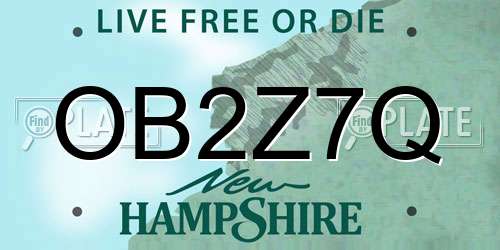 OB2Z7Q New Hampshire License Plate