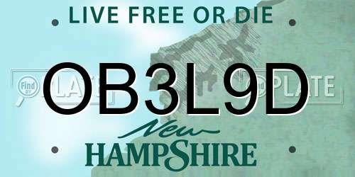 OB3L9D New Hampshire License Plate