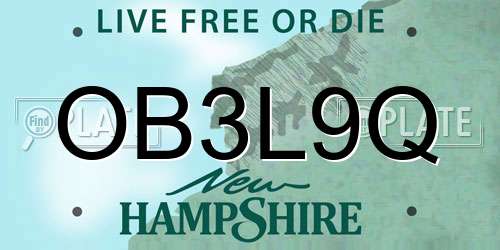 OB3L9Q New Hampshire License Plate