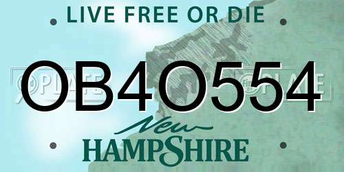 OB4O554 New Hampshire License Plate