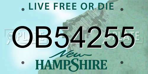 OB54255 New Hampshire License Plate