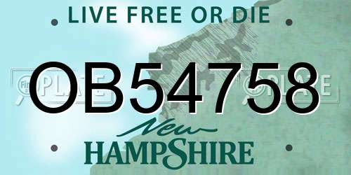 OB54758 New Hampshire License Plate