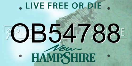 OB54788 New Hampshire License Plate