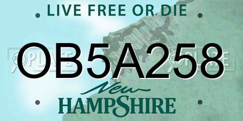 OB5A258 New Hampshire License Plate