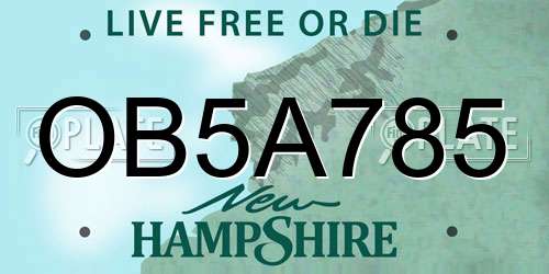 OB5A785 New Hampshire License Plate
