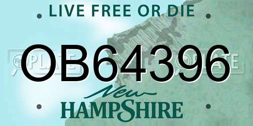 OB64396 New Hampshire License Plate