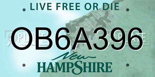 OB6A396 New Hampshire License Plate