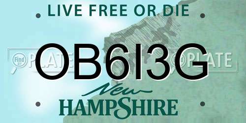 OB6I3G New Hampshire License Plate