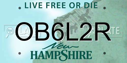 OB6L2R New Hampshire License Plate