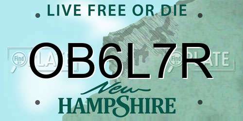 OB6L7R New Hampshire License Plate