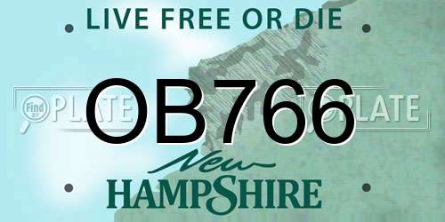 OB766 New Hampshire License Plate