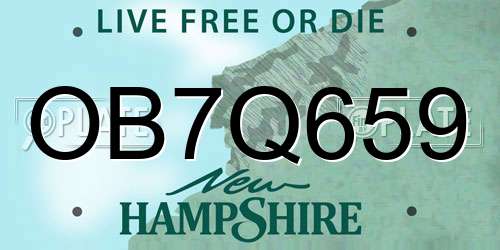 OB7Q659 New Hampshire License Plate