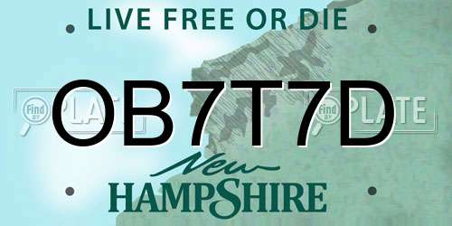 OB7T7D New Hampshire License Plate