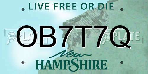 OB7T7Q New Hampshire License Plate